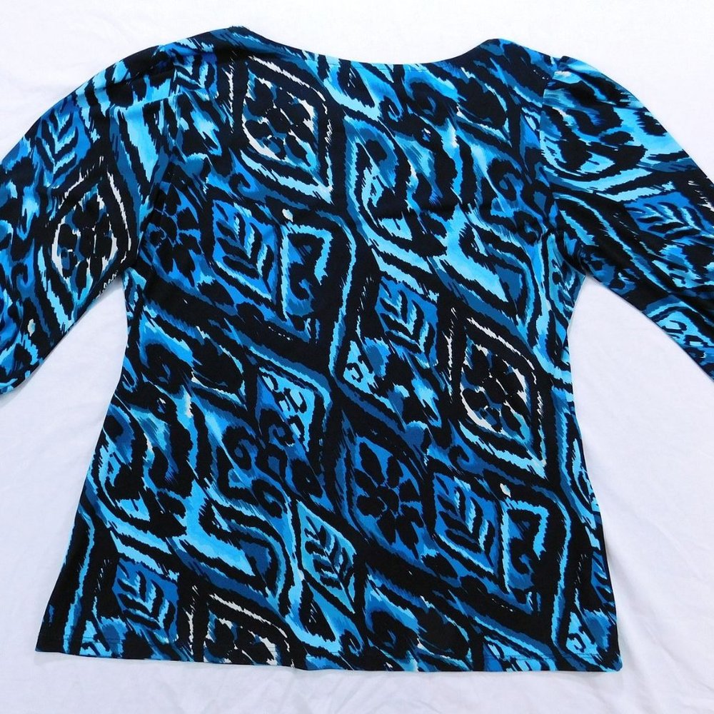 Investments Women's Casual Multicolor Top Black & Blue Multicolor Size Large